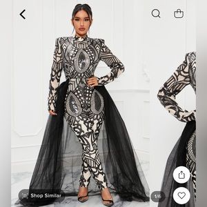 Tulle sequin jumpsuit